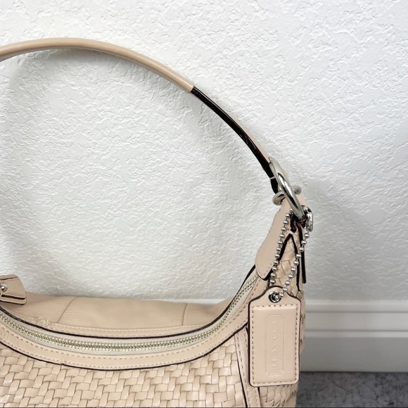 Coach Kristin Woven Light Pink Leather Hobo Bag Zip - Picture 6 of 8